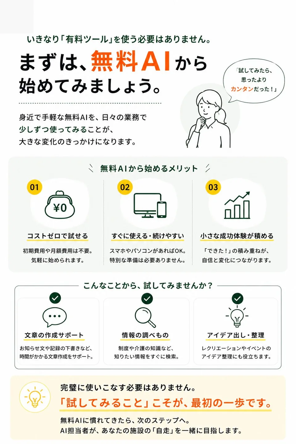 まずは無料AIから始めてみましょう